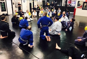 Why does everyone have a yellow ballon in their hands? Because coach Cane just used these teaching aids to drop some shoulder of justice knowledge you won't find outside SBG. - Matt Thornton